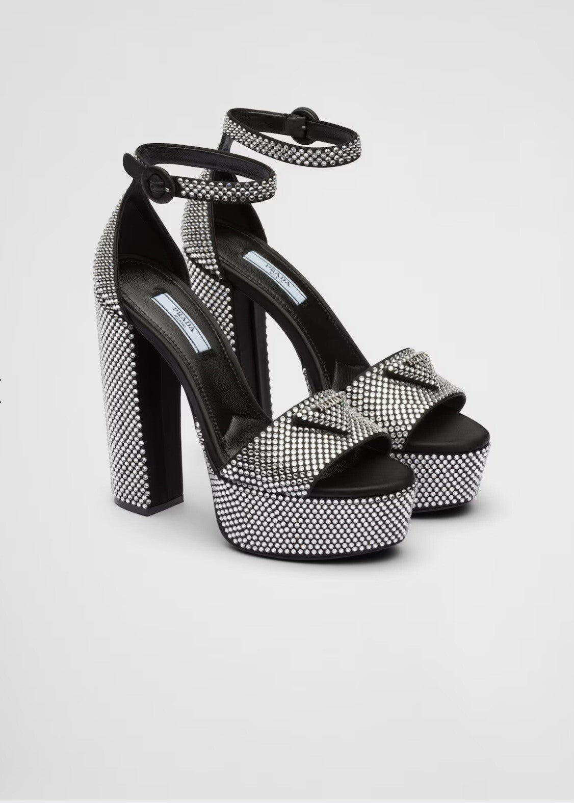 Prada Satin platform sandals with crystals Size 38.5 New 100% Authentic