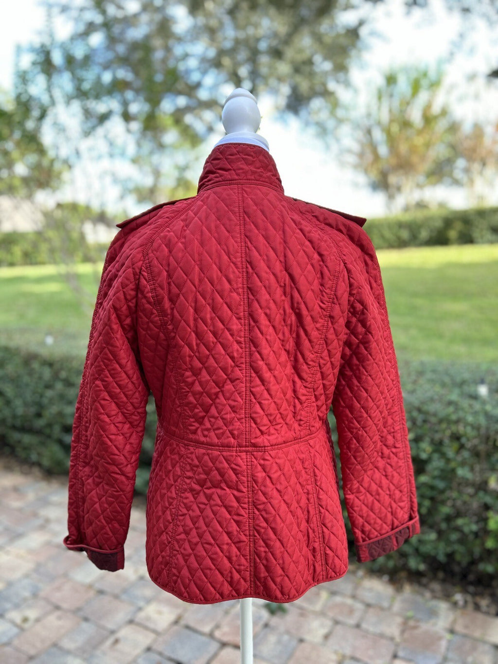 Women Burberry Checks Red Jacket Size 8 Zipper