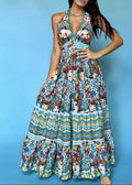 Antica Sartoria  Ladies & The Flowers Halter Neck Beaded  Long Dress Nwt O/S