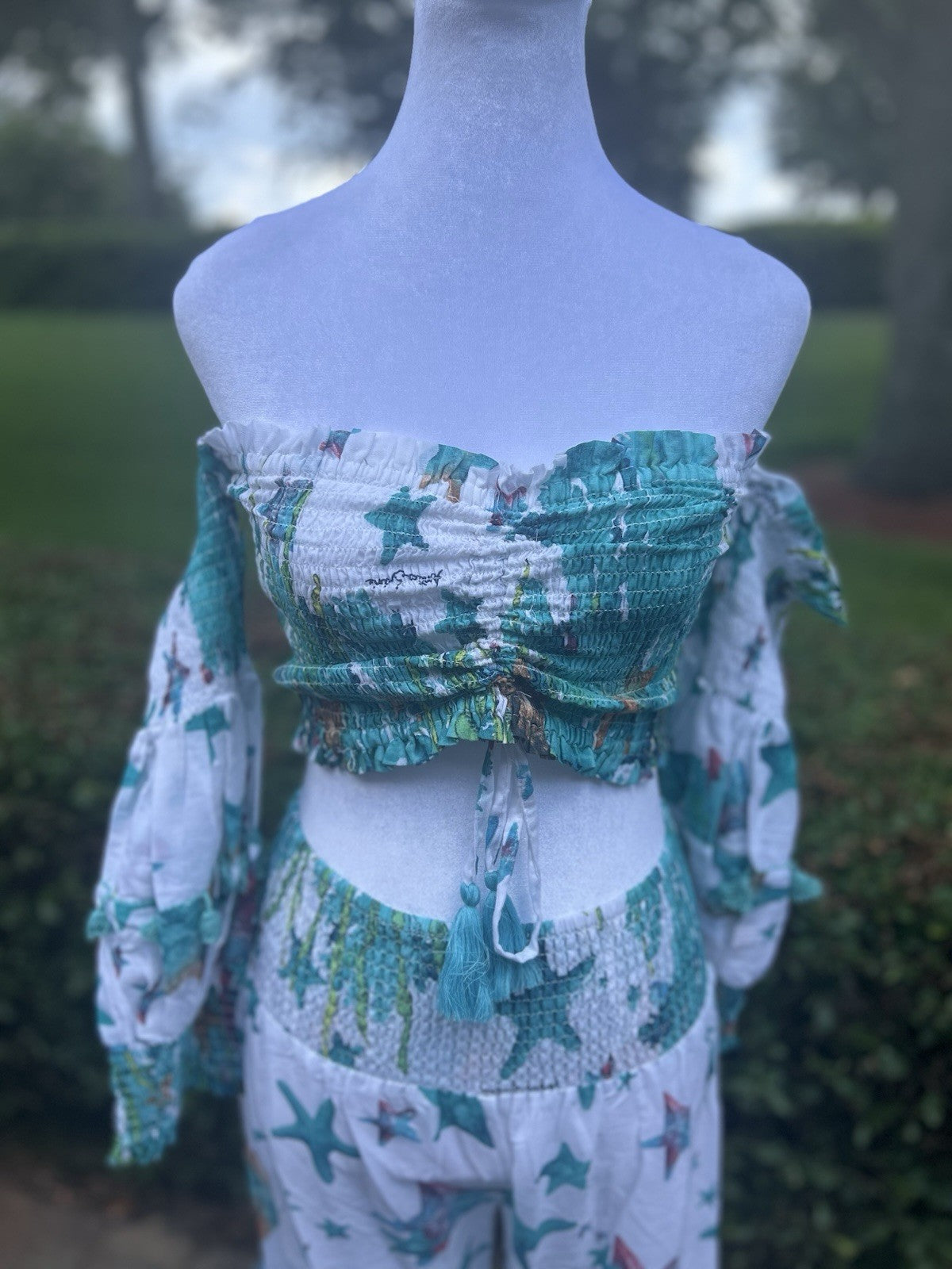 Antica Sartoria 2024 Starfish Top & Pants Set Blue & White Nwt O/S