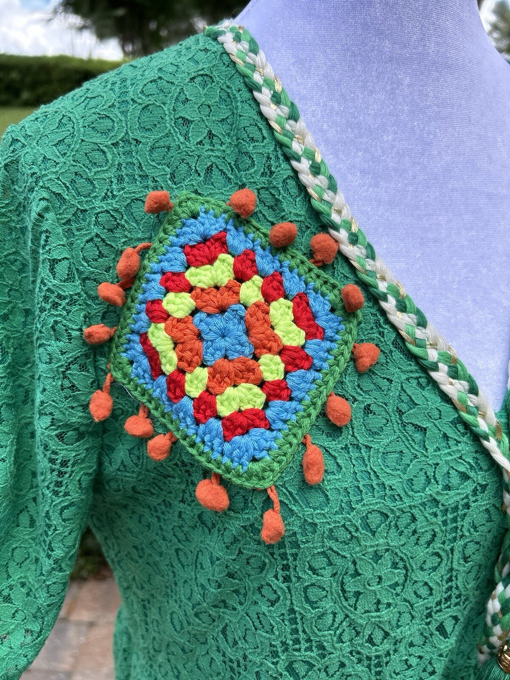 Made In Italy Dress Like Antica Sartoria Embroidered Gorgeous Green M