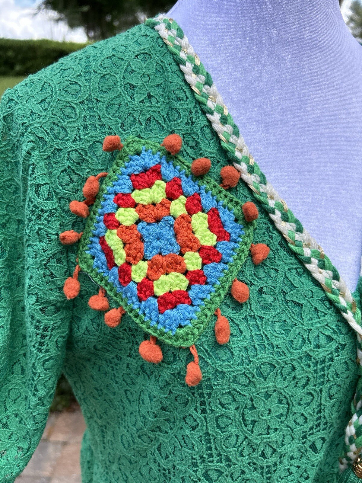 Made In Italy Dress Like Antica Sartoria Embroidered Gorgeous Green M