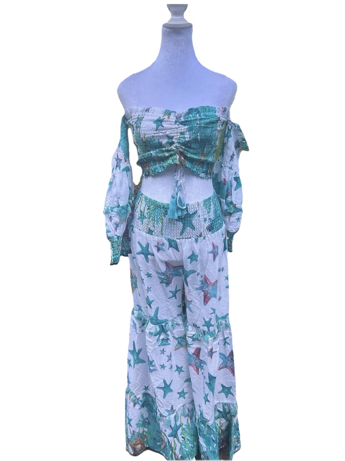 Antica Sartoria 2024 Starfish Top & Pants Set Blue & White Nwt O/S
