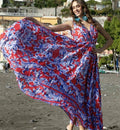 Antica Sartoria 2026 Blue & Red V Neck & V Back Dress O/S Nwt
