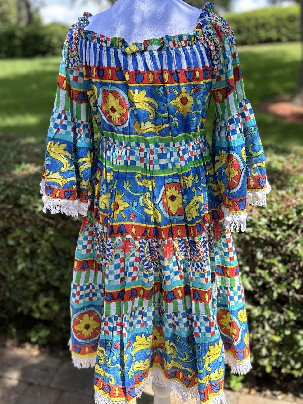 Antica Sartoria 2024 Red White Blue Off Shoulder Beautiful Color Dress Nwt O/S