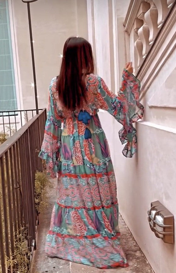 Antica Sartoria 2024 AQUA COLORFUL Long Dress Gorgeous O/S Back In Stock