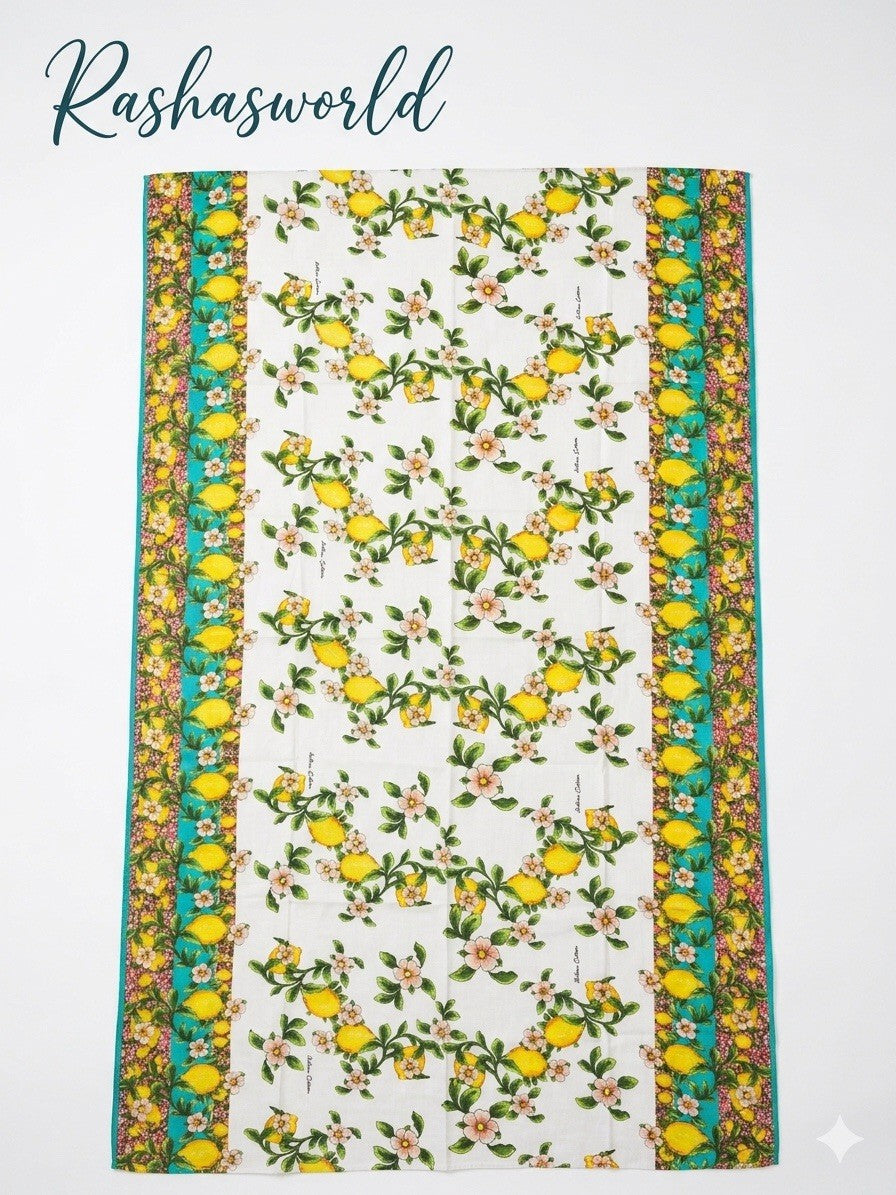 Antica Sartoria Gorgeous Lemon 🍋 Lemon & Green 40x70 Cotton Scarf NWT