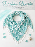 Antica Sartoria Aqua & White Triangle Cotton Scaf Bandana Belt Nwt