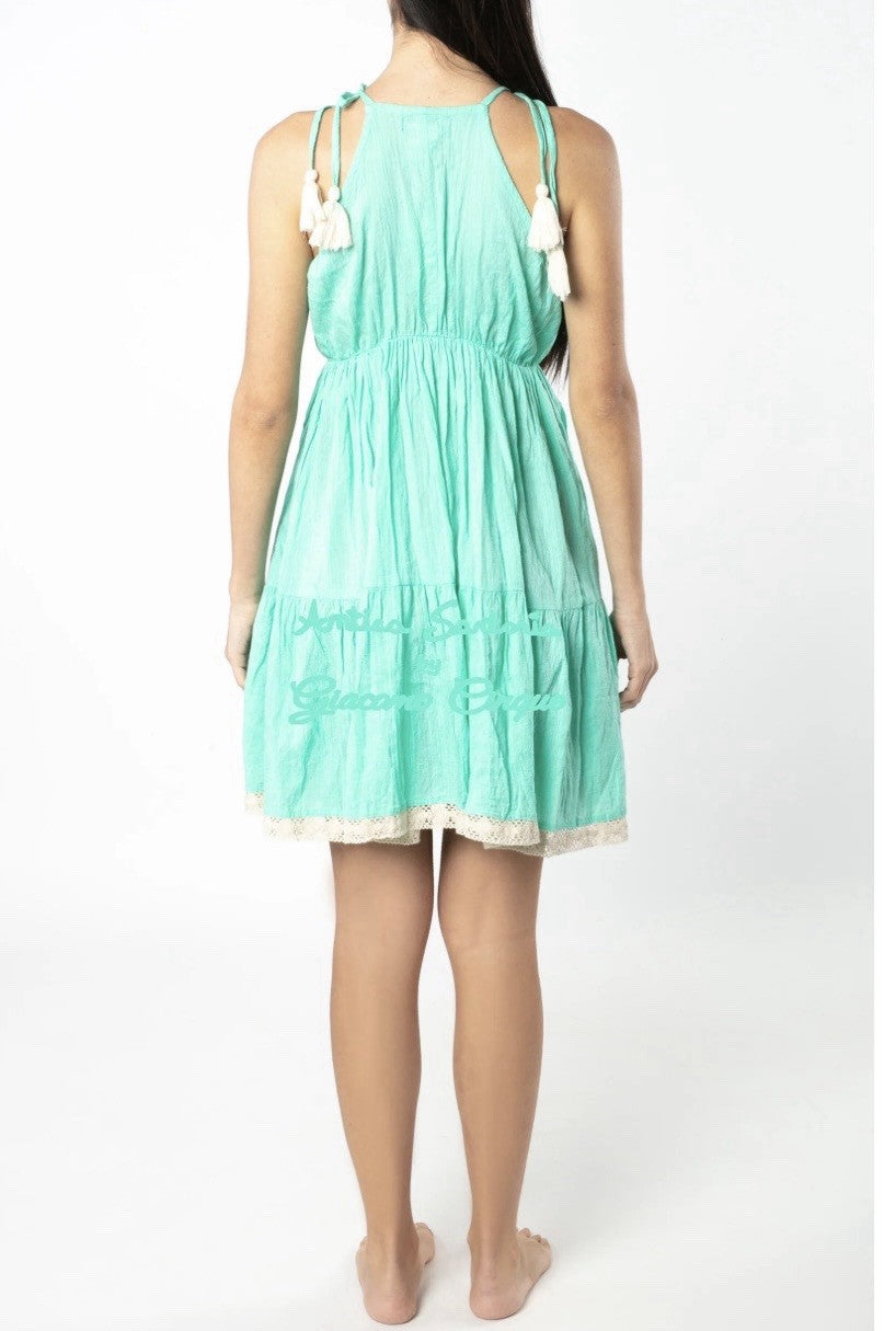 ANTICA SARTORIA 2025 AQUA TIE TOP SHORT DRESS NWT OS
