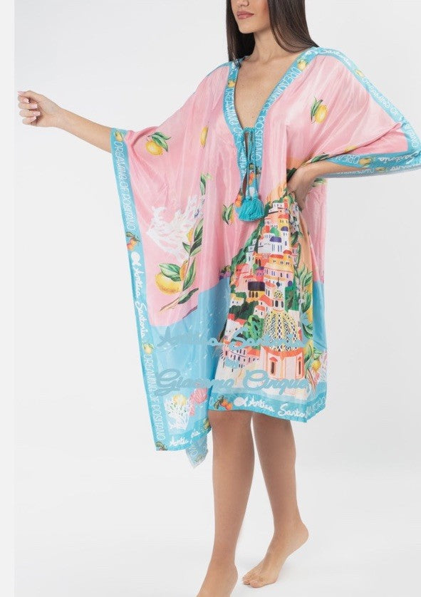 ANTICA SARTORIA 2025 CAPRI BY THE SEA GEORGOUS PONCHO /TOP/COVER UP OS TO XL NWT