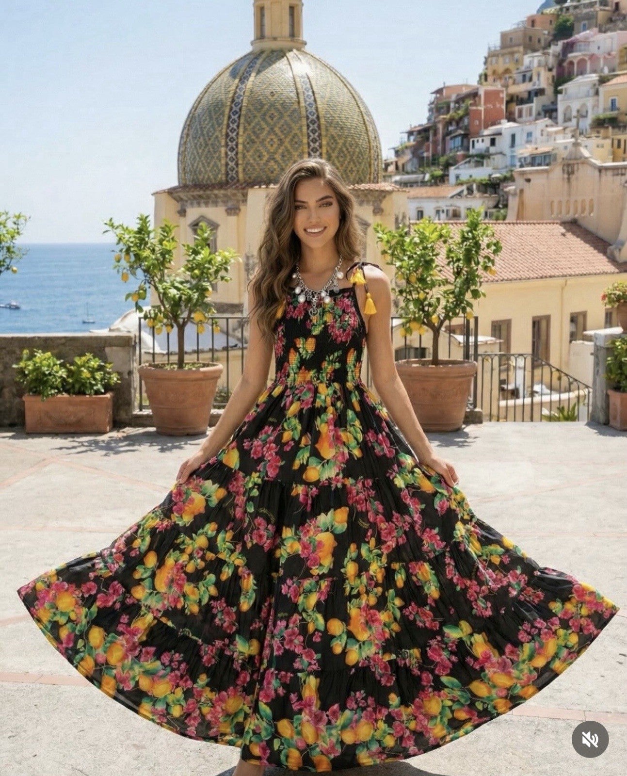 Antica Sartoria 2026 Black Floral strappy dress gorgeous NWT