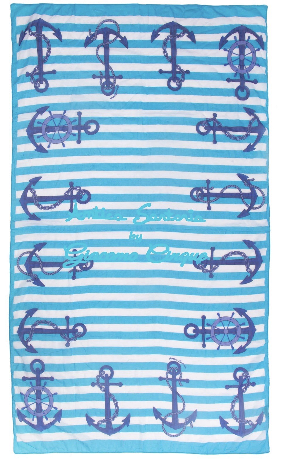 Antica Sartoria Blue White Stripe Sailor Scarf Cotton Nwt