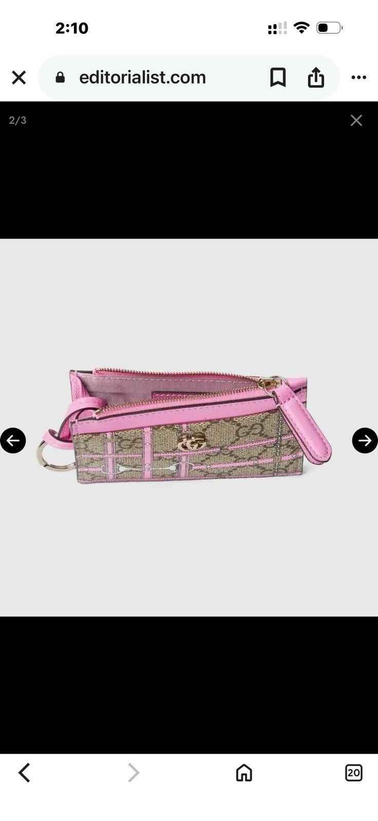 Gucci Zip Key Pouch Leather Fabric Pink New In Box