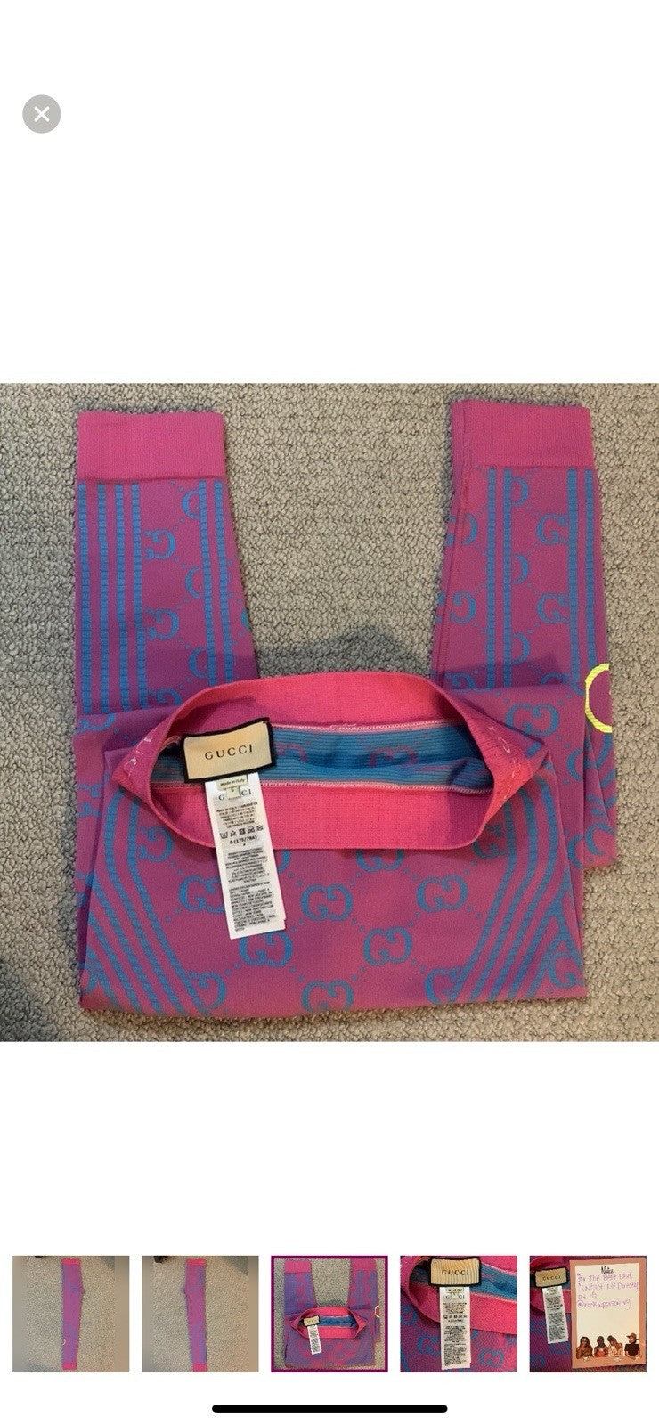 GUCCI LOVE PARADE PINK BLUE LEGGINGS UNISEX NWT SIZE SMALL