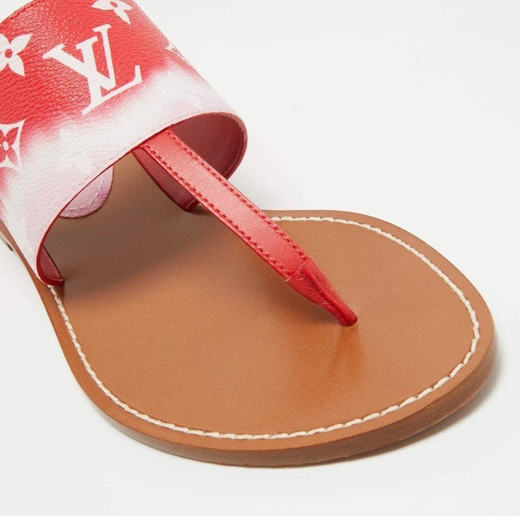 Louis Vuitton Limited Edition Escalae Red White Ombré Sandals New 38.5
