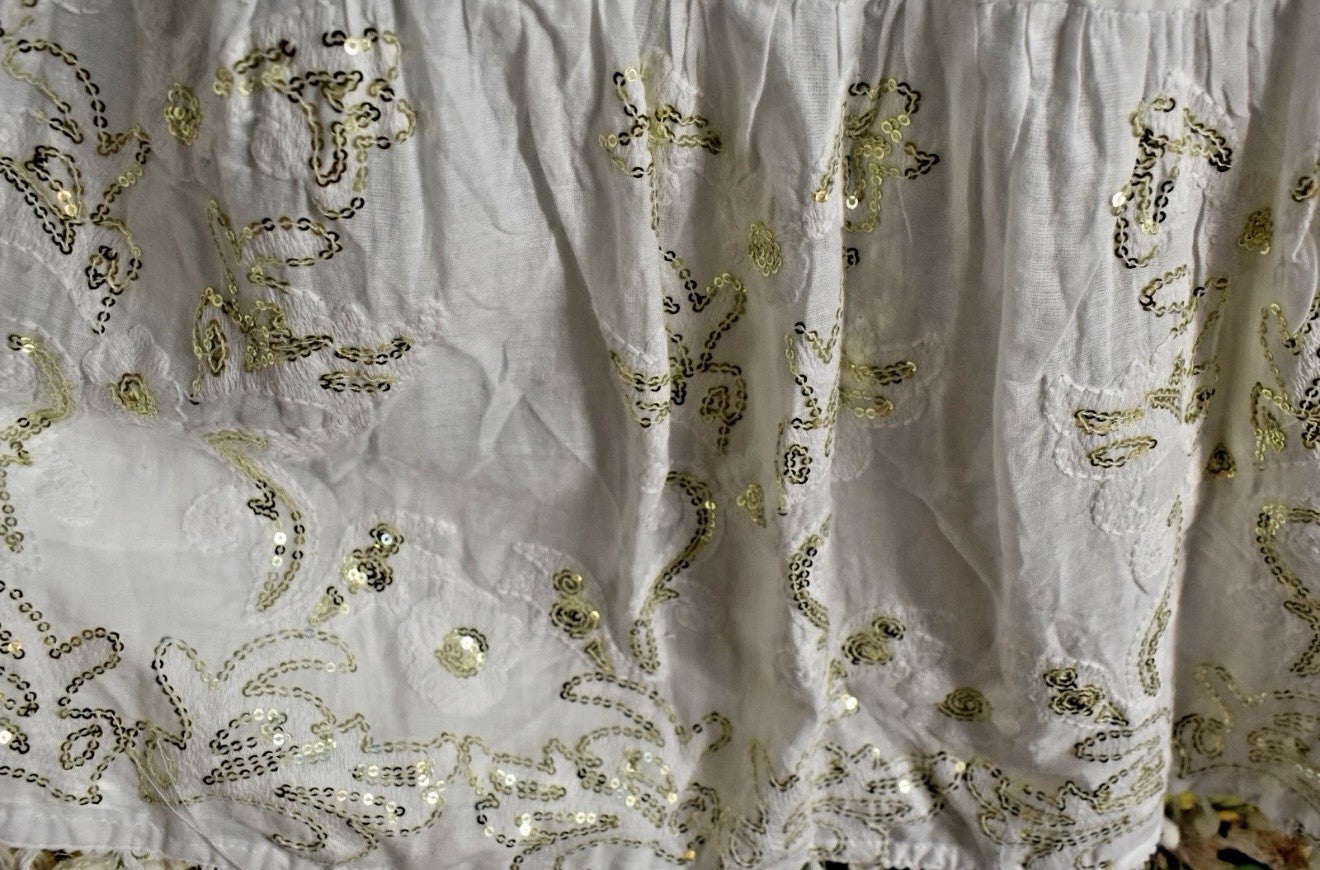 White Sartoria 2024 White Gold Swirl Seashell Dress NWT O/S