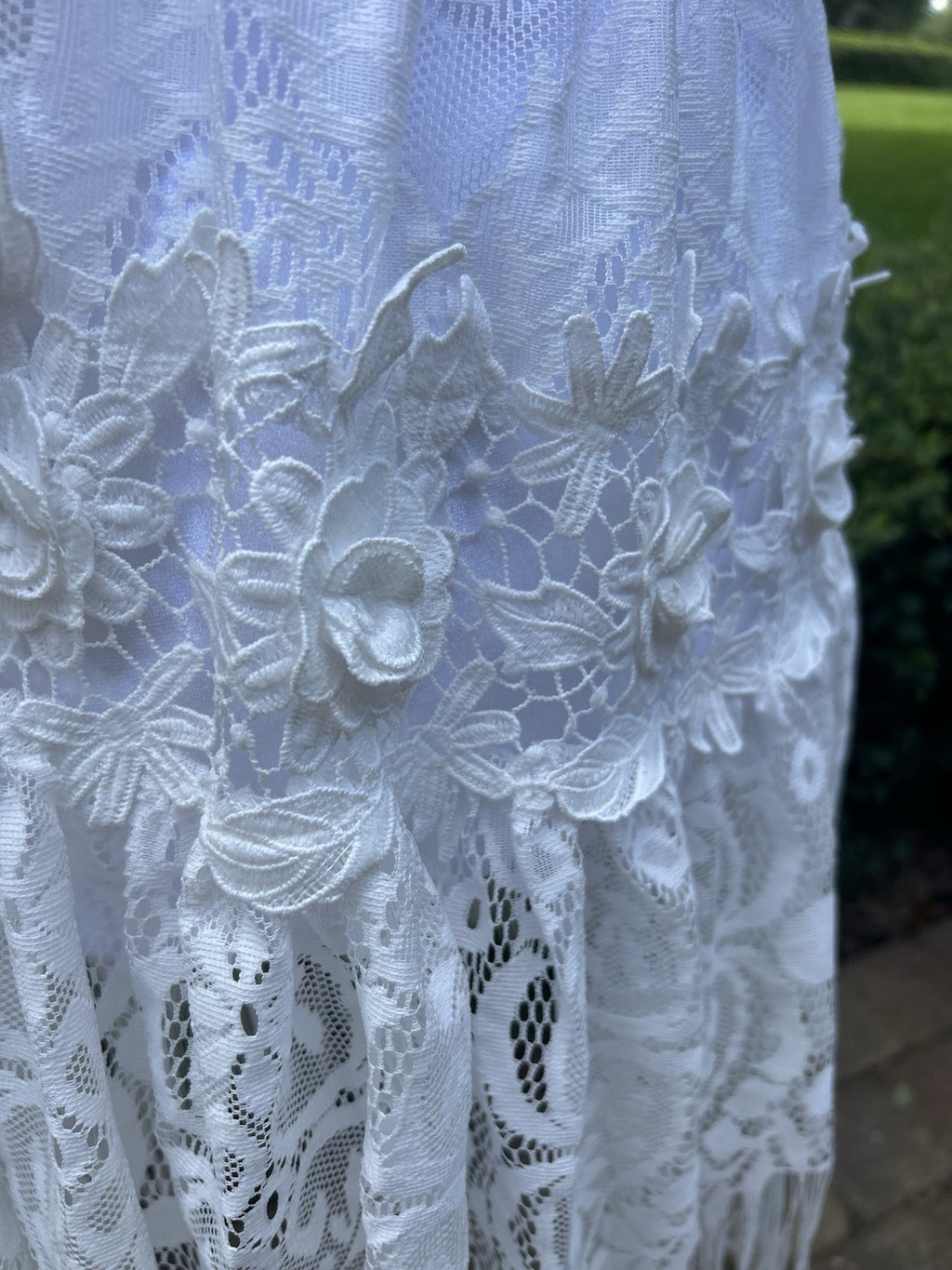 Antica Sartoria White Lace Embossed Flowers Dress BEAUTIFUL NWT O/S
