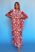 Antica Sartoria 2024 Colorful Long Red Kaftan Dress O/S To XXL  New