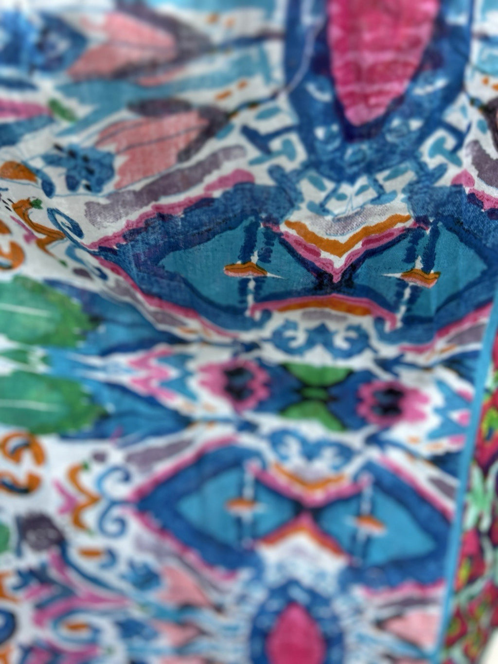 Antica Sartoria 2024 Blue Pink & White Evil Eye Long V Neck Beaded Dress NWT O/S