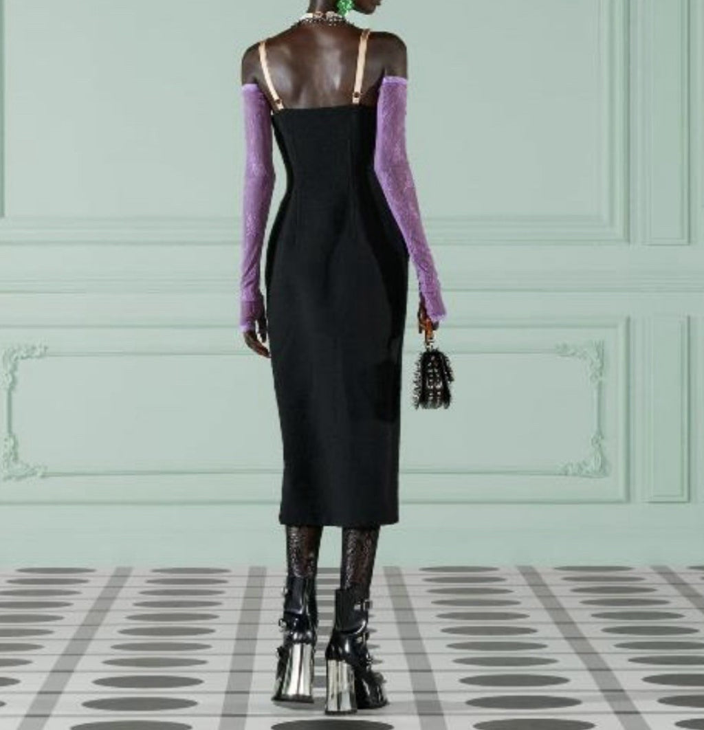 GUCCI 2024 THE SEXIET ZIPPER BLACK DRESS SIZE 44 IT NWT GORGEOUS