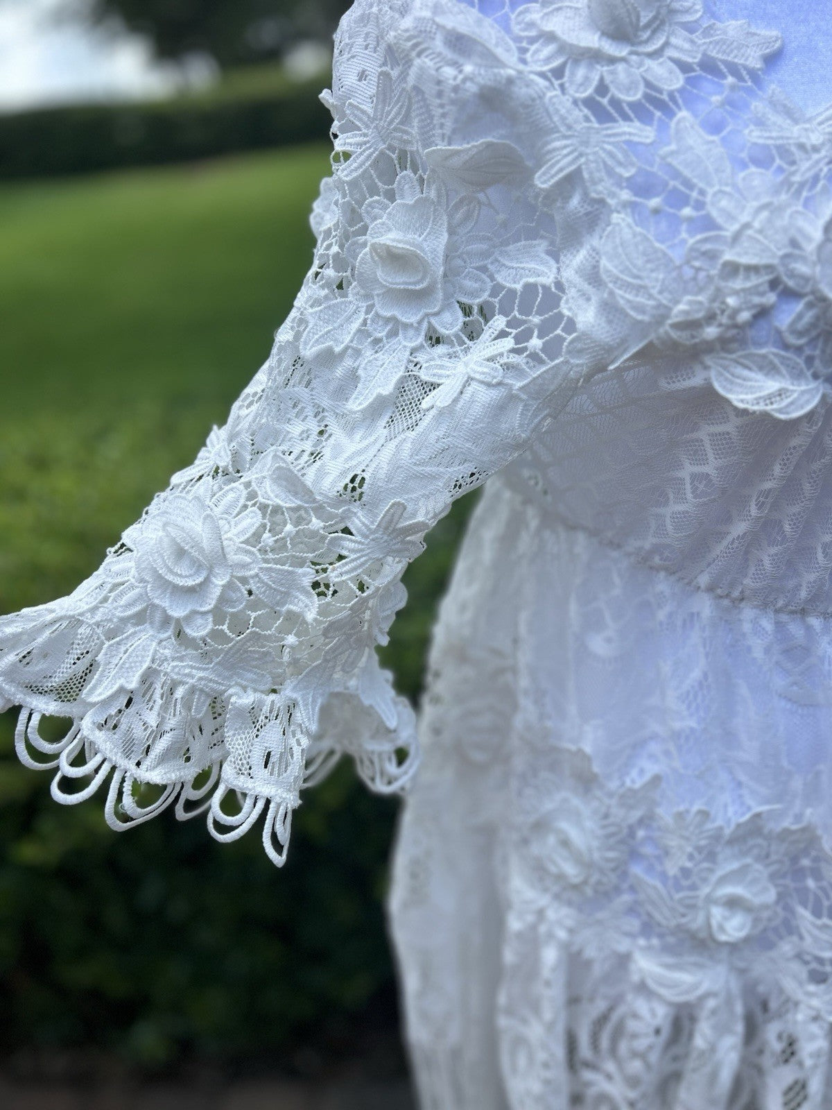 Antica Sartoria White Lace Embossed Flowers Dress BEAUTIFUL NWT O/S