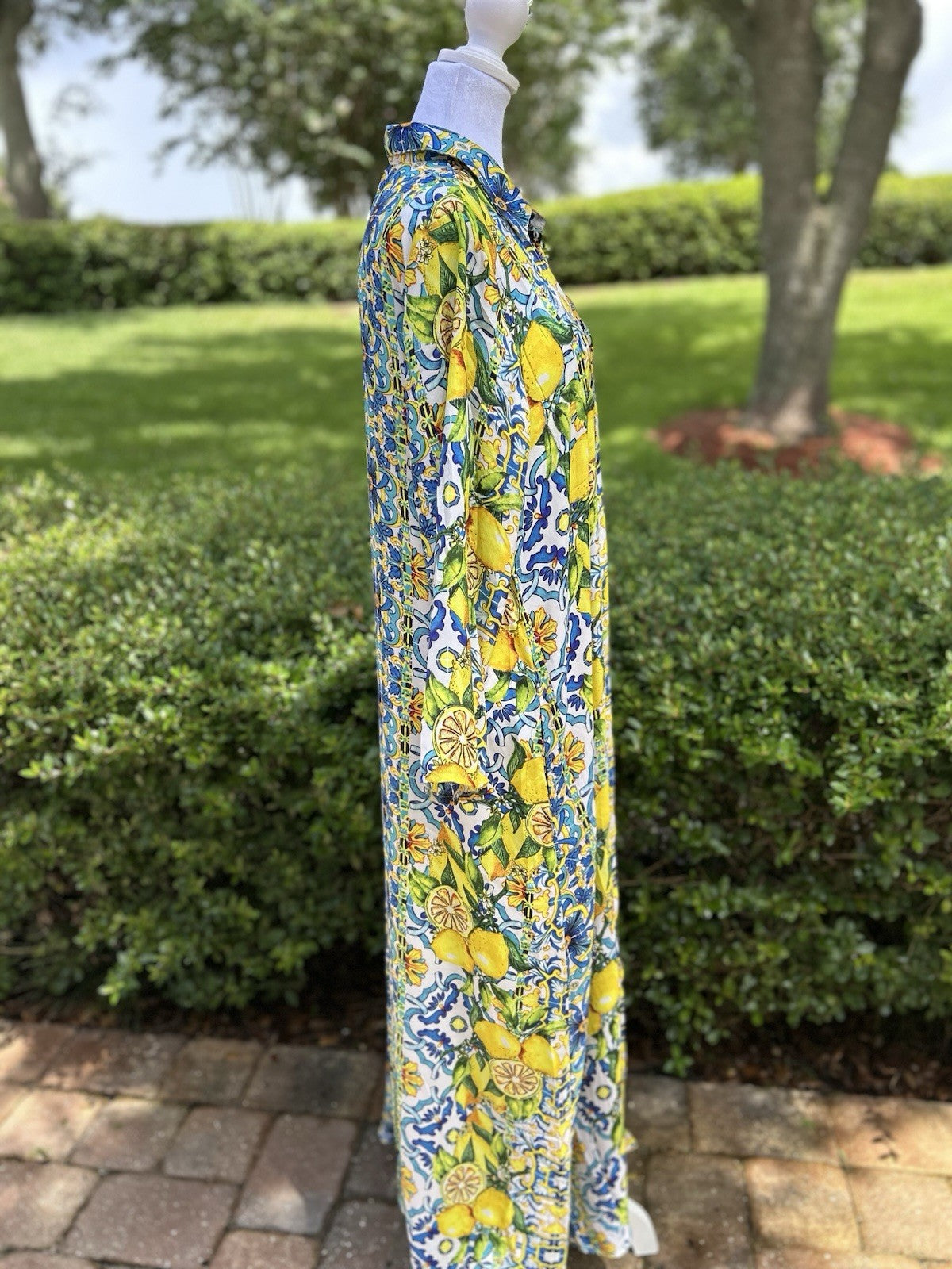 Antica Sartoria Lemon 🍋 Italian Print Kaftan Mumu Gorgeous L/XL