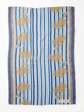 Antica Sartoria Gorgeous Blue White Gold Stipe  40x70 Cotton Scarf NWT