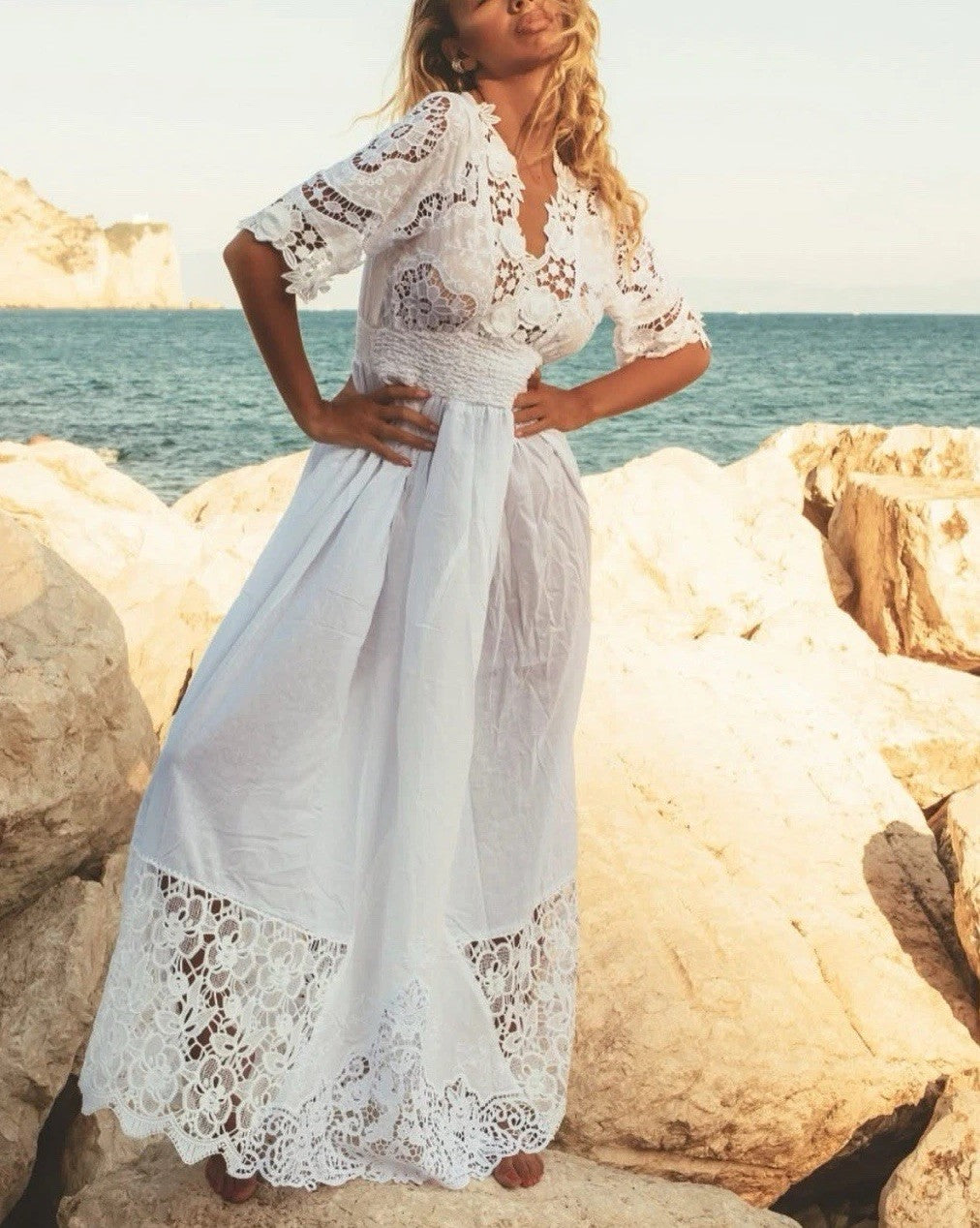 Antica Sartoria 2024 White Gorgeous Long Embroidered Dress Flowers NWT O/S