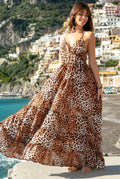 Antica Sartoria 2026 Leopard Print V Neck Halter Dress Nwt O/S