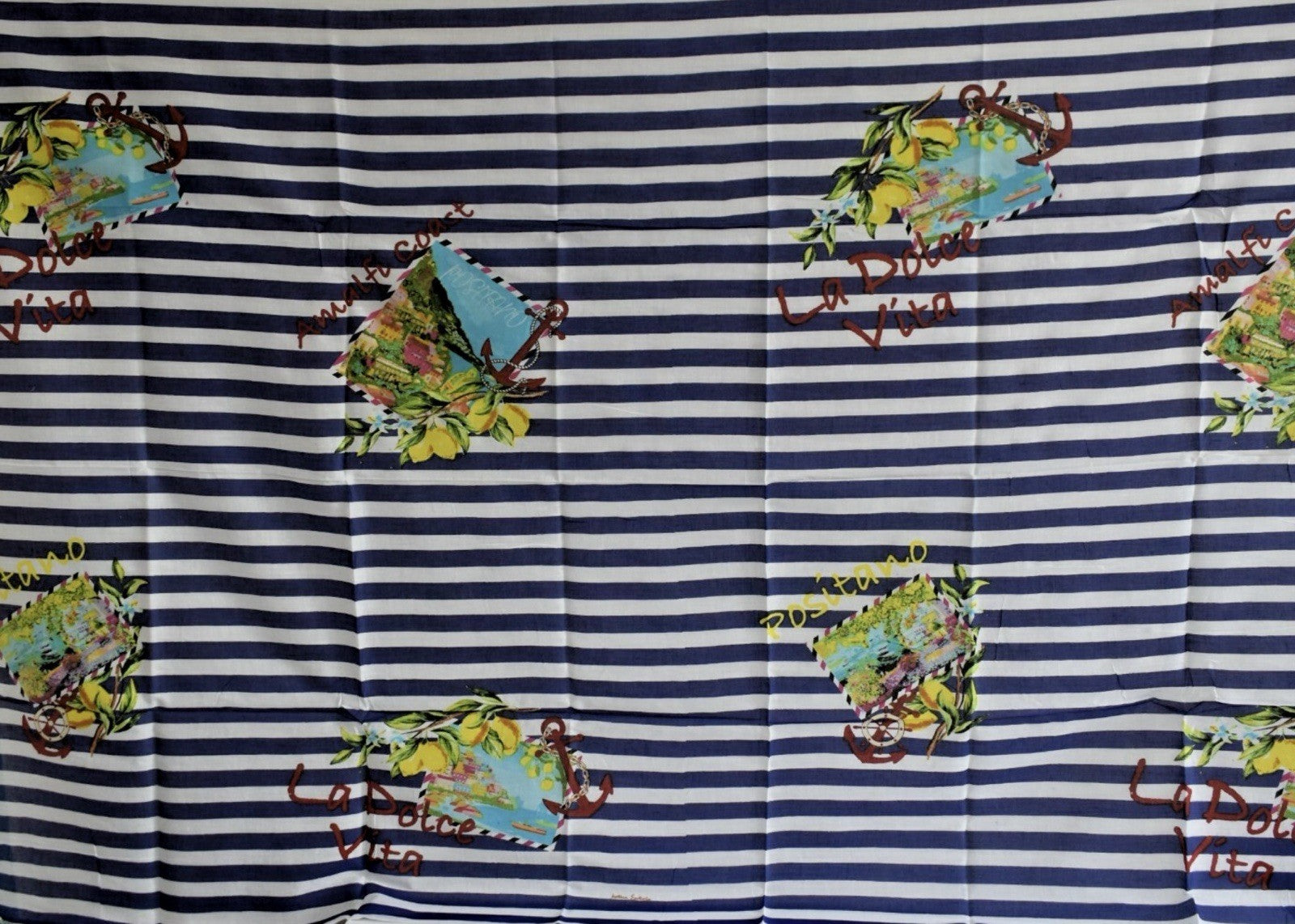 ANTICA SARTORIA 2025 BLUE & WHITE STRIPE POSITANO COTTON SCARF