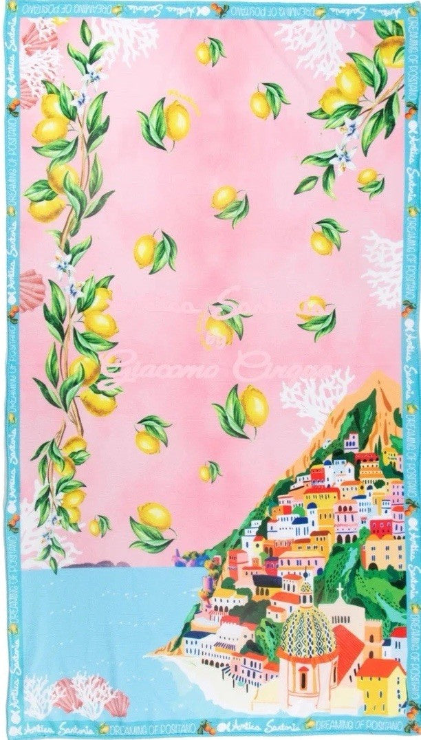 ANTICA SARTORIA  CAPRI BY THE SEA  PRINT BEACH TOWEL NWT 40 X 66