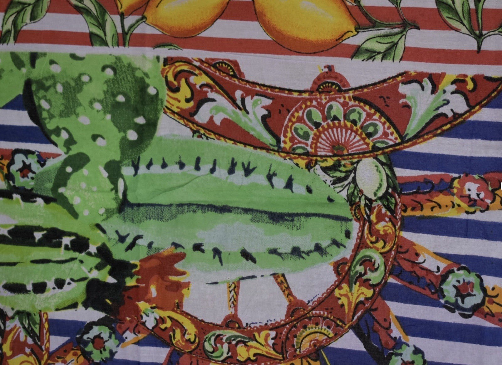 ANTICA SARTORIA 2022 SICILIAN WHEELS BEAUTIFUL FUN SCARF Cotton 40x70 INCHES NWT