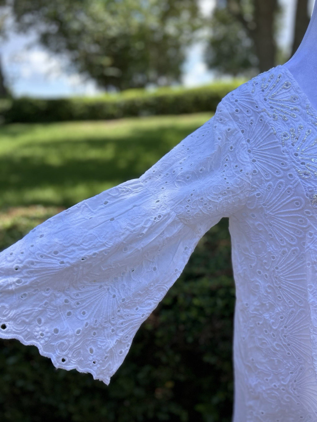Antica Sartoria 2024 White Beaded V Neck Dress Nwt O/S Gorgeous