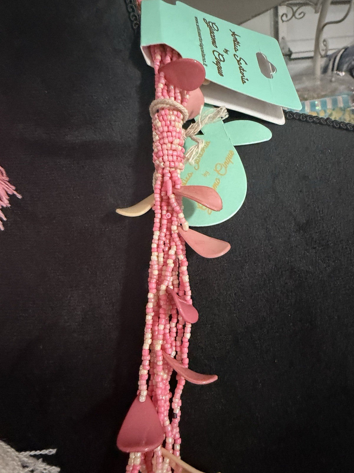 Antica Sartoria 2024 Pink Pompom Beaded Necklace Nwt