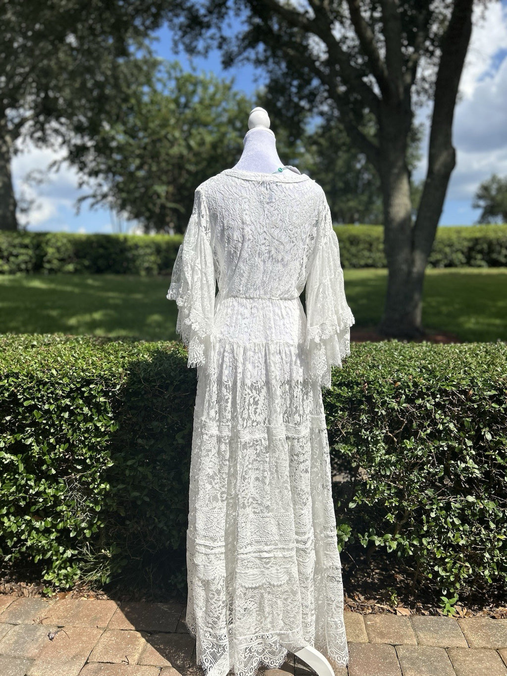 Antica Sartoria 2024 White Lace Embroidery Cinched Waist  Dress NWT O/S