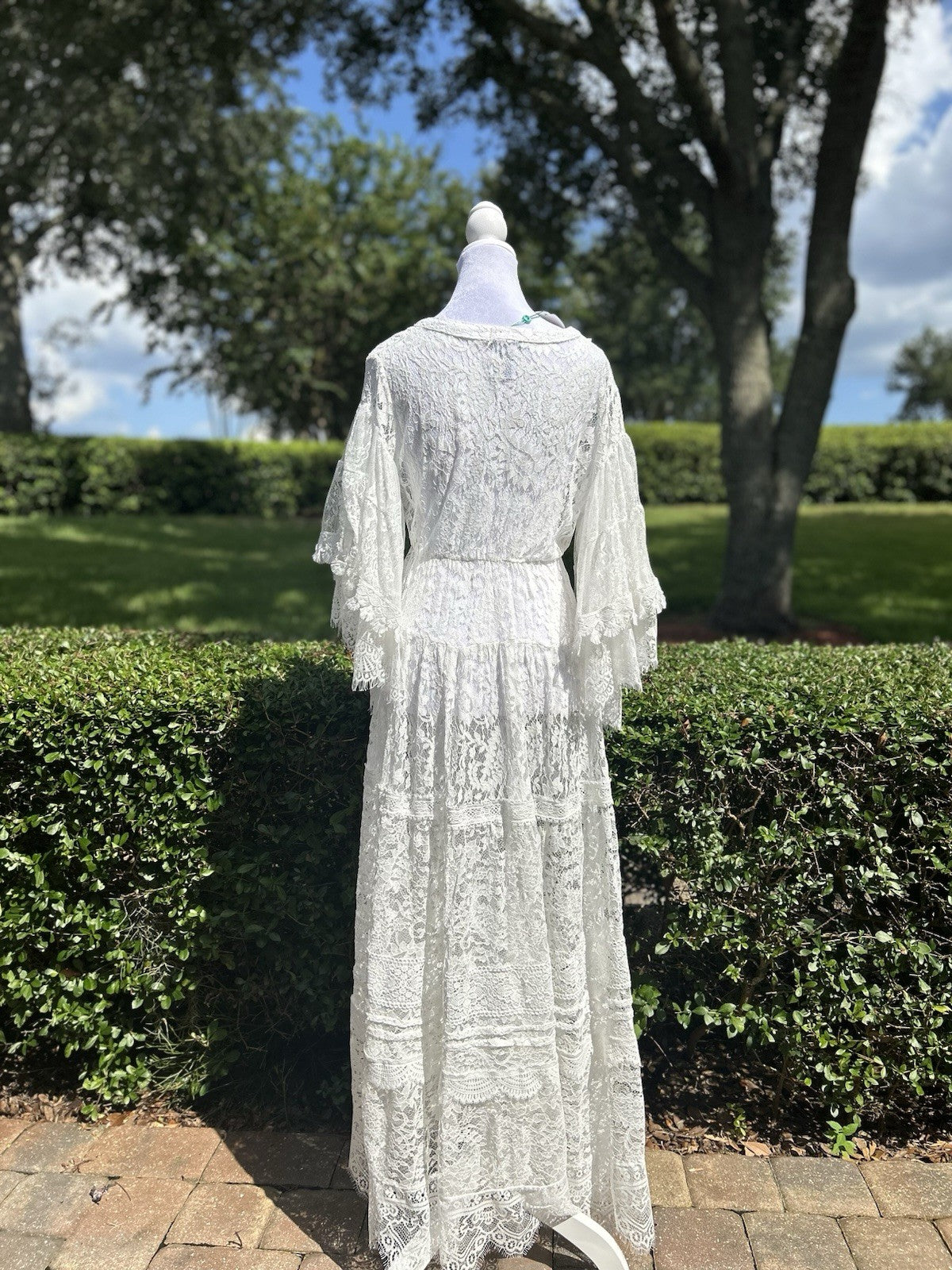 Antica Sartoria 2024 White Lace Embroidery Cinched Waist  Dress NWT O/S