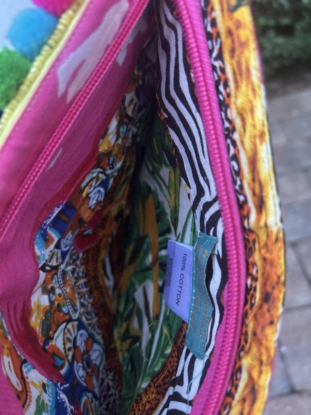 Antica Sartoria Pink & Yellow Dancing Queen Zipper Purse Clutch NWT