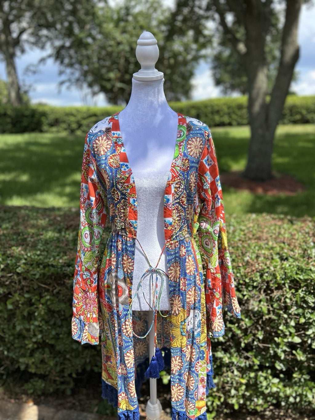 Antica Sartoria 2024 Colorful Beaded Kimono Cover Up NWT O/S