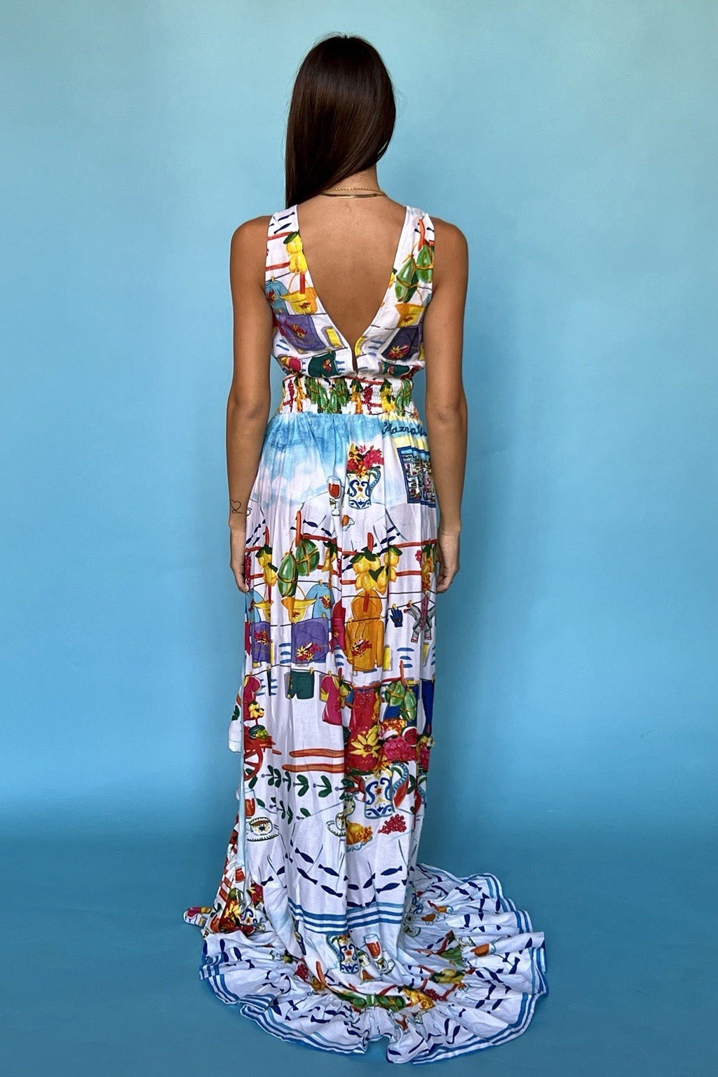 Antica Sartoria Scenes Of Napoli Dress Long Back Short Front NWT O/S GORGEOUS