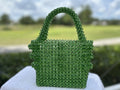 Green Crystal Flower Beads Gorgeous Bag Hand Made NEW