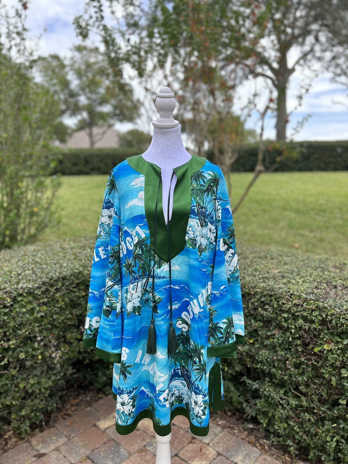 GUCCI LOVE PARADE souvenir from Los Angeles ocean print A LINE DRESS Size 42