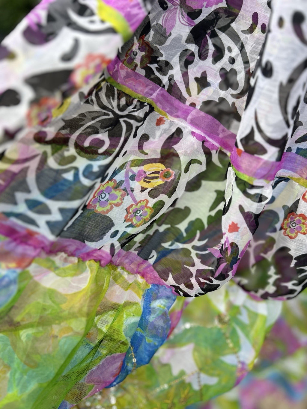 Antica Sartoria Lime & Pink Blue Fun print STRAPPY  Smocked Top Dress NWT O/S