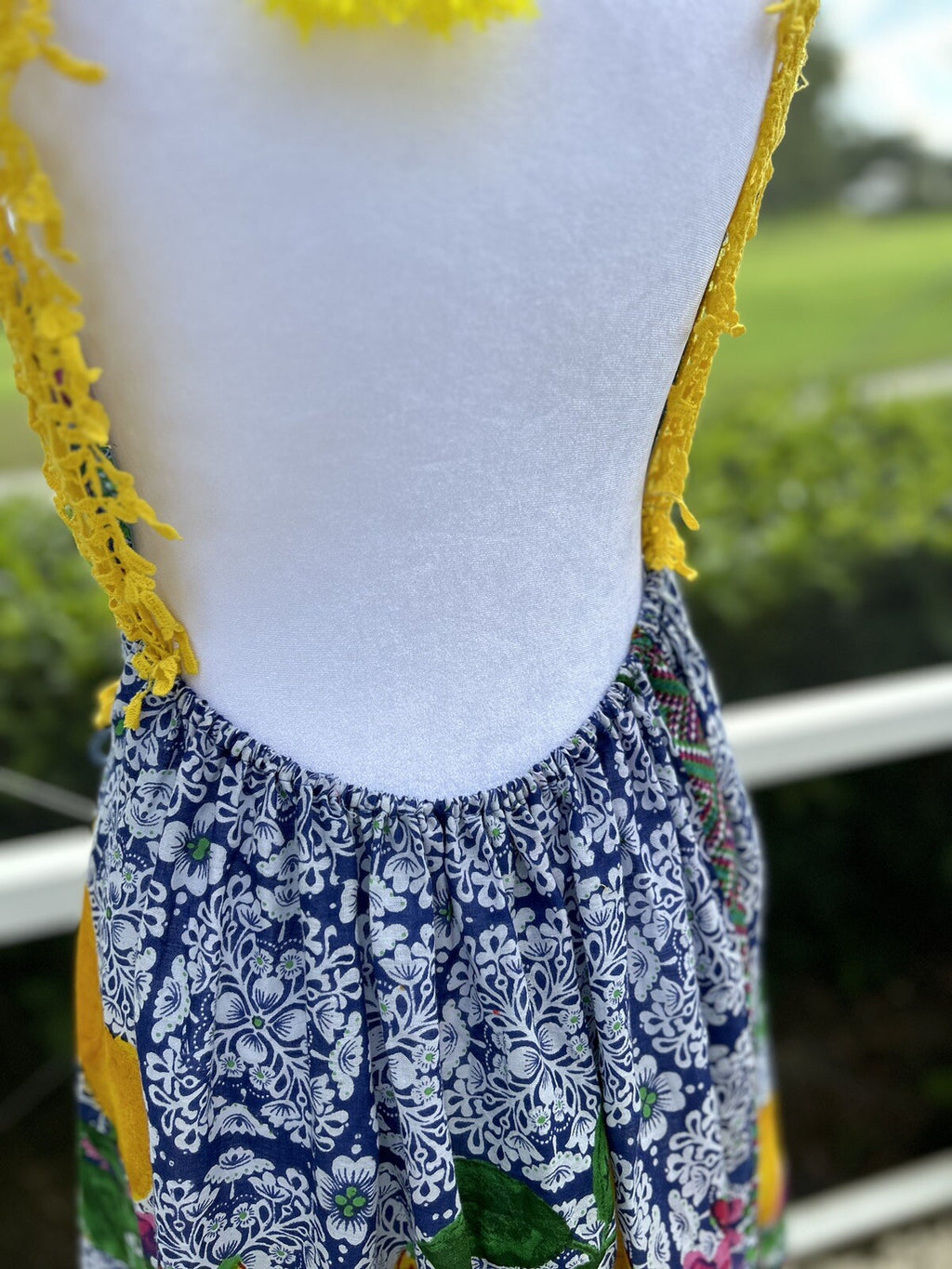 Antica Sartoria Long Knitted & Beads V Neck Dress Blue Lemon Gorgeous NWT O/S