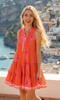 Antica Sartoria 2026 Orange & Pink Sunburst Sleeveless Dress NWT O/S