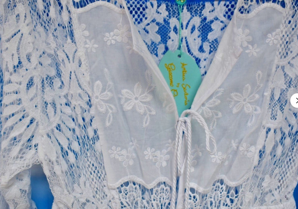 ANTICA SARTORIA 2024 WHITE LOVELY TIE FRONT LACE DRESS NWT O/S
