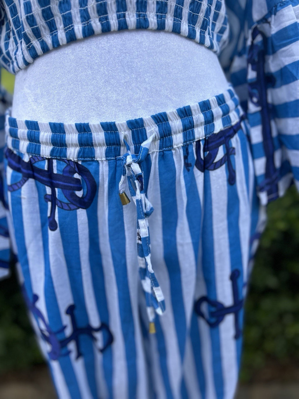 Antica Sartoria 2025 Blue & White Pants Top 2 Pc Set NWT