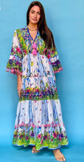 Antica Sartoria 2024 Butterflies And Flowers Long Beaded V Neck Dress Nwt O/S