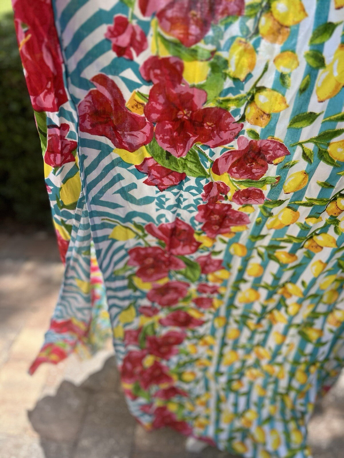 Antica Sartoria 2024 Lemon Flower Kaftan Mumu OS XXL