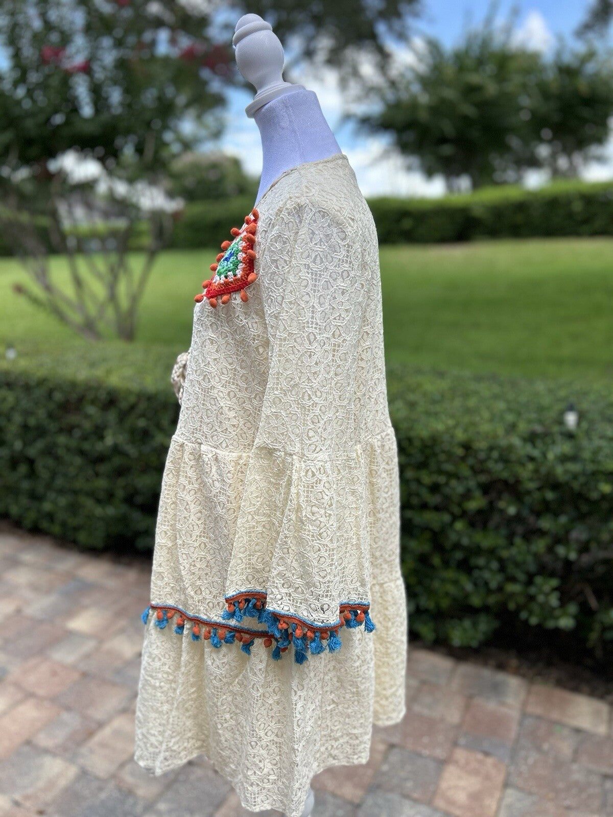 Made In Italy Like Antica Sartoria Gorgeous Nude Color Dress Embroidered Medium