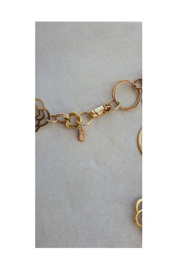 Chanel Camellia 18k Yellow Gold Flower Necklace Total Gold Weight 45.3G